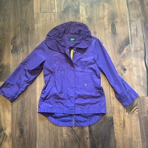 Purple and gold rain jacket